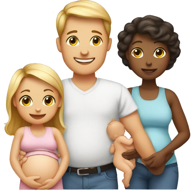 Familie and baby with a positieve pregnantcy test emoji