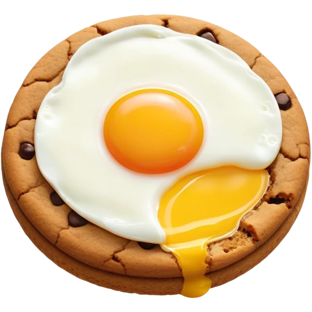 brown plain cookie with sunny side up egg on top emoji