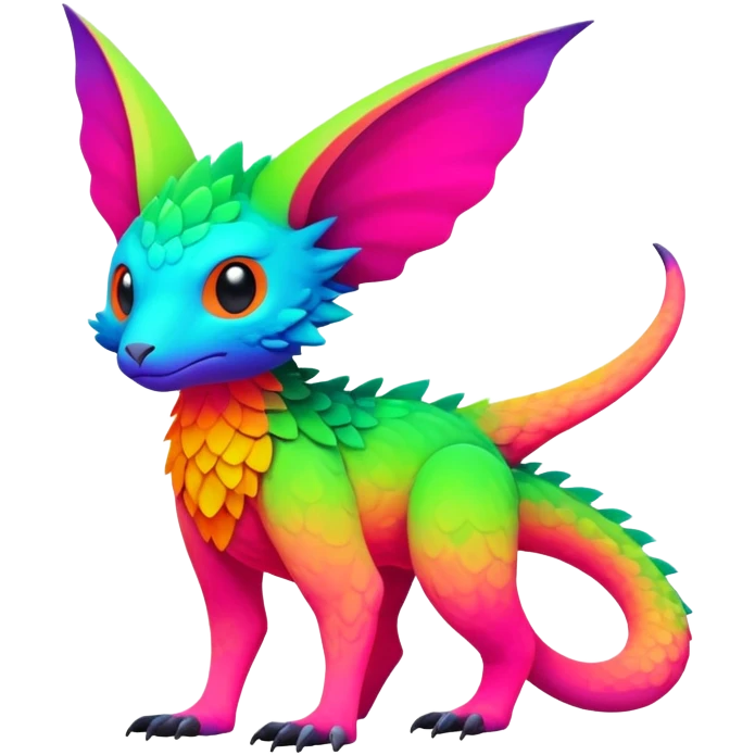 lush vibrant-colored colorful neon-colored Fakémon-Trico-creature (full body) emoji