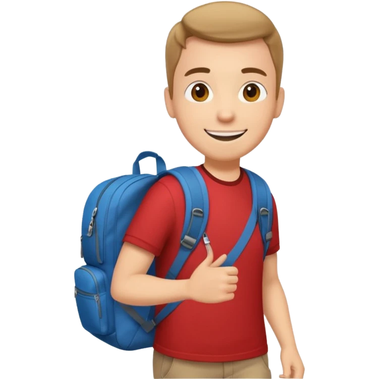 Tourist Character in Red Shirt Moving with purpose through the terminal. emoji