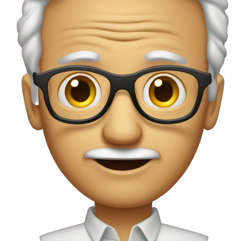 Abuelo con pelo cano , cejas oscuras ,  lentes negros , emoji