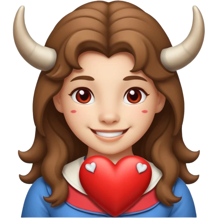 White Tauros girl in heart in love emoji