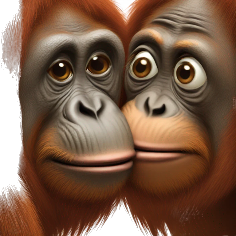 Orangutan kissing emoji