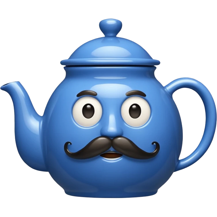 a blue teapot with mustache  emoji