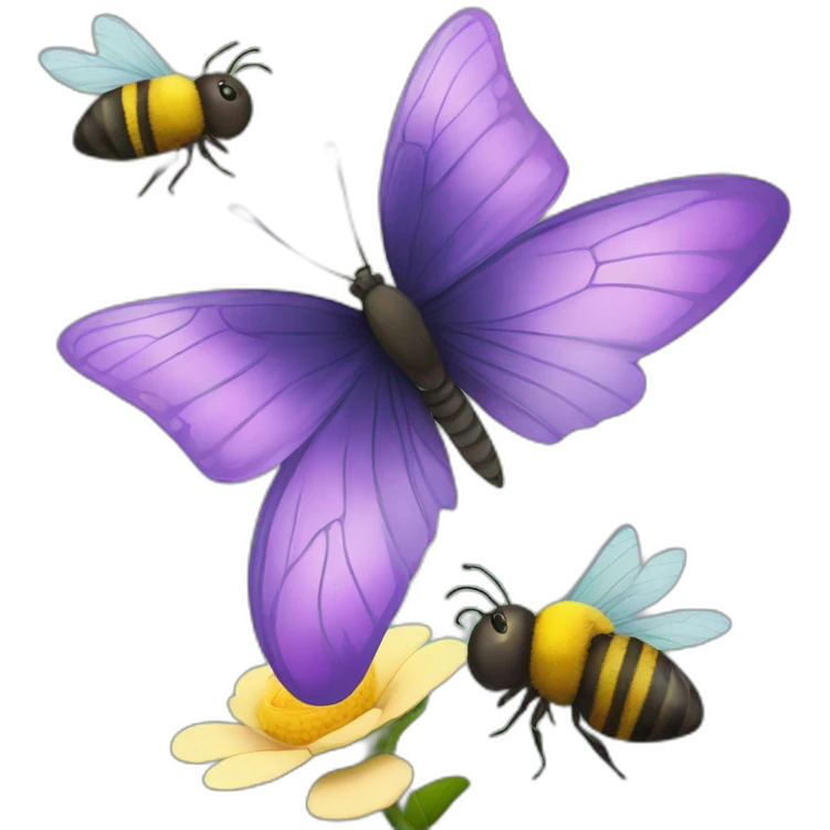 Butterfly with a bee emoji