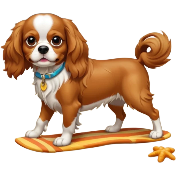 cavalier king charles spaniel on beach emoji