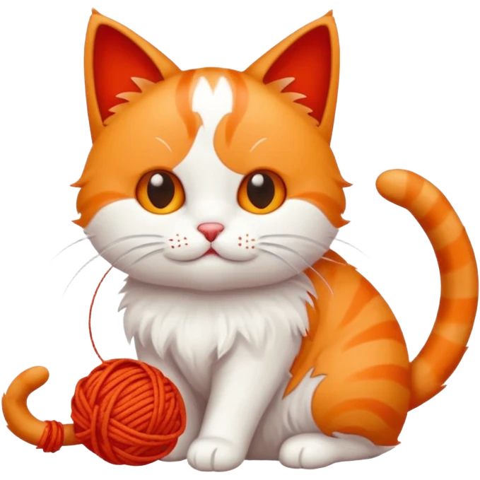 cat playing red thread  emoji