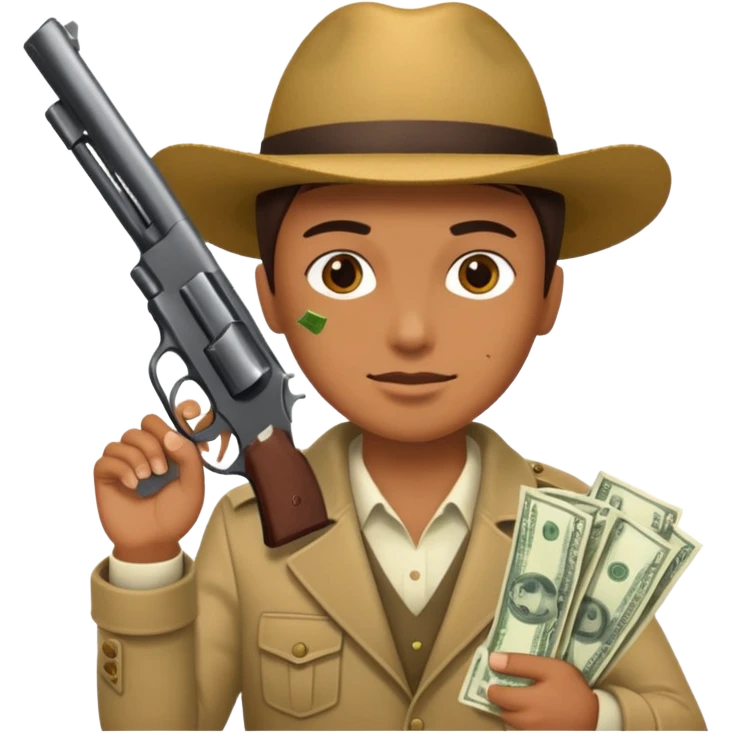 Person holding money and a gun emoji