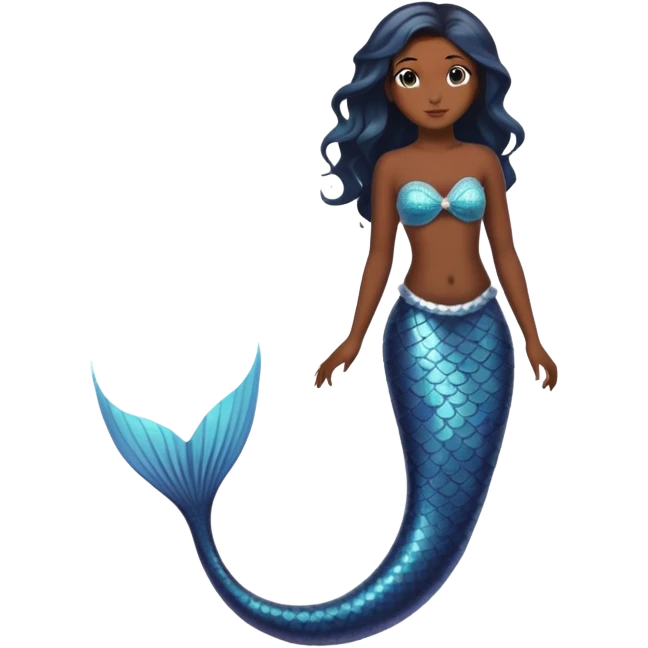 full body black mermaid with dark skin and fish tail emoji