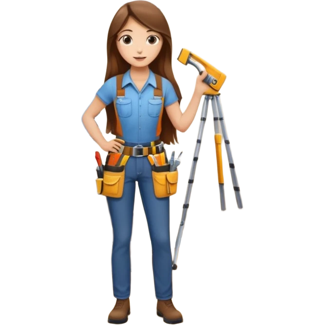 beautiful girl with long brown hair constructing new lounge room area with flat screen tv and couch emoji