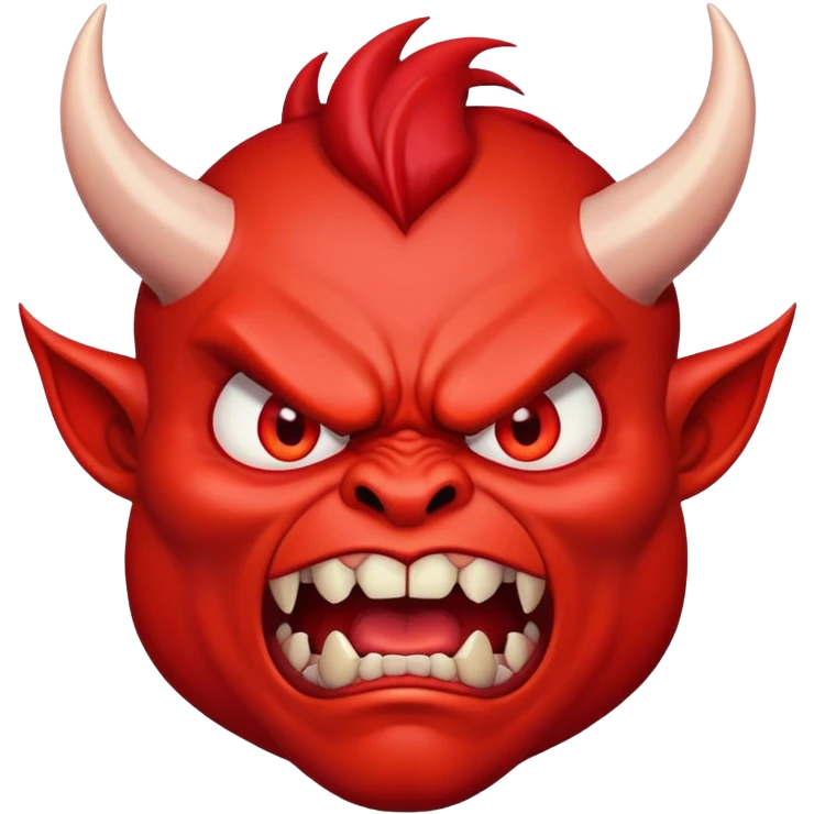 angry devil with red face, horns, and furious expression emoji