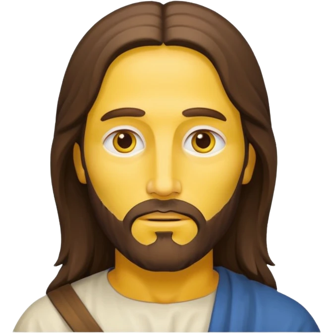 Jesus Christ, simplified iconic yellow face, gentle expression emoji