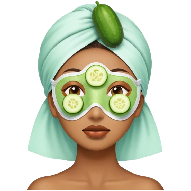 Mujer con mascarilla y pepinos en los ojos emoji