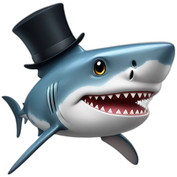 Shark with a top hat emoji