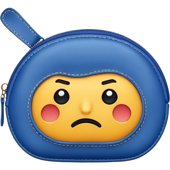 Blue pouch with bored face  emoji