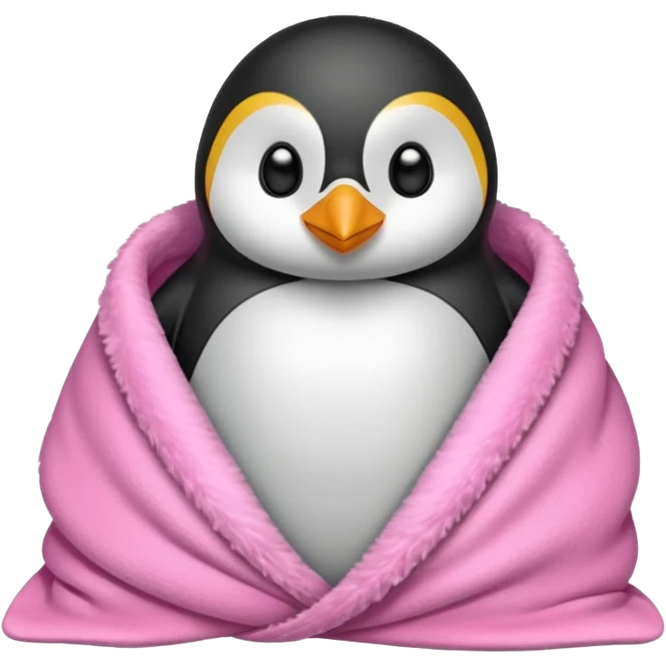 penguin in a pink blanket emoji