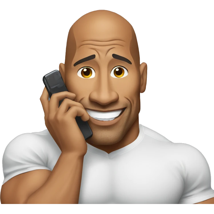 dwayne johnson with a mobile phone emoji
