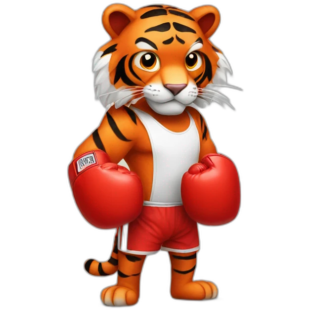 Red fur Tiger wearing boxing gloves  emoji