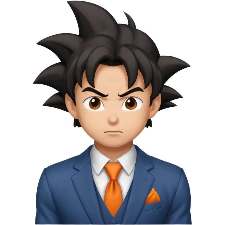 Goku serio con un traje elegante emoji