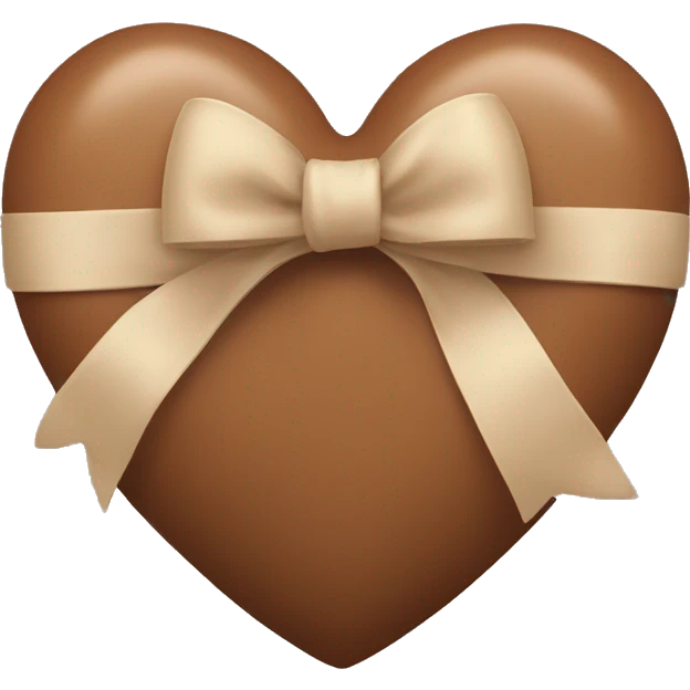 brown pastel heart  with beige bow emoji