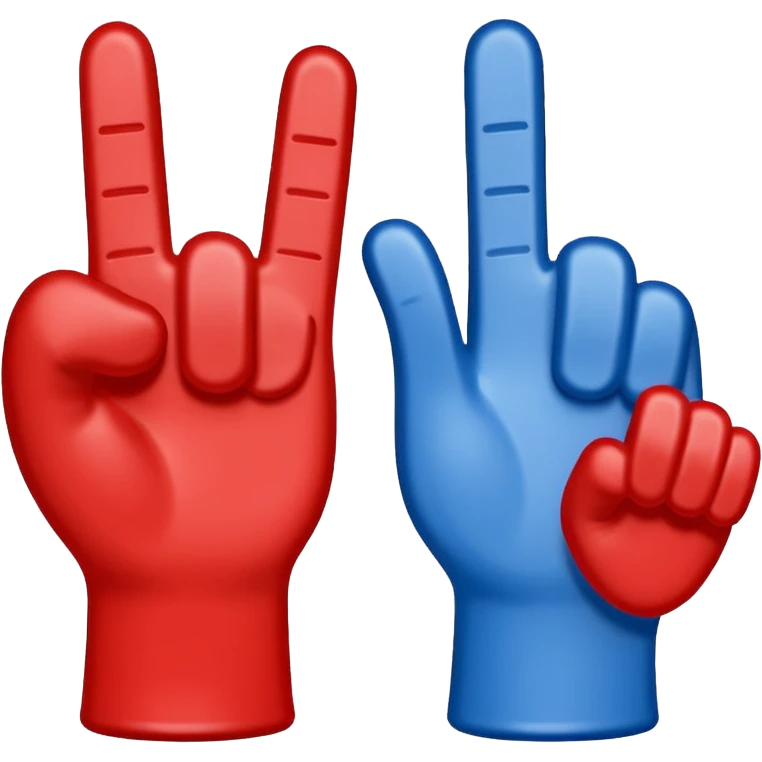 foam finger blue (#00A3E0) and red (#F9423A) emoji