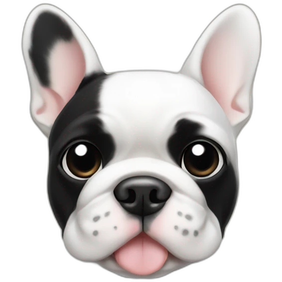 White French bulldog with black on the right and ears, black eyes emoji