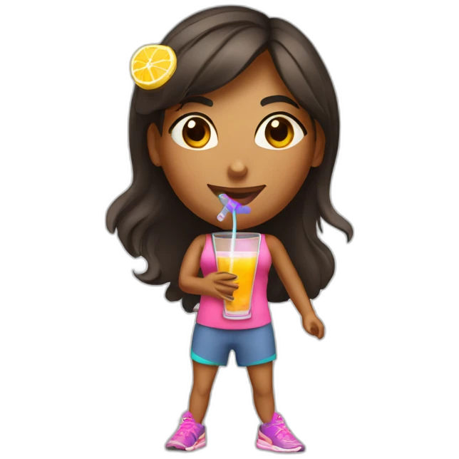 aerobic girl drinks cocktail emoji