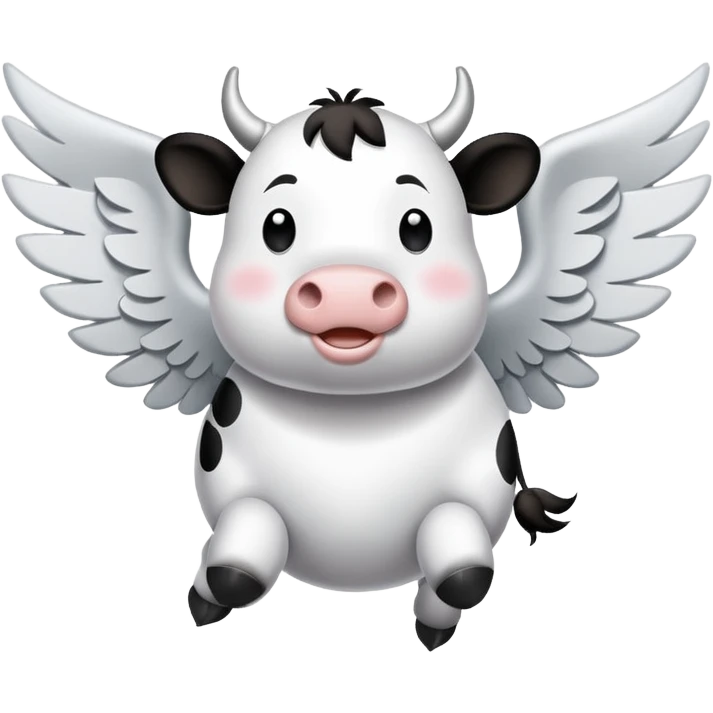 A Flying cows with wings that says „hallo maxim“ emoji