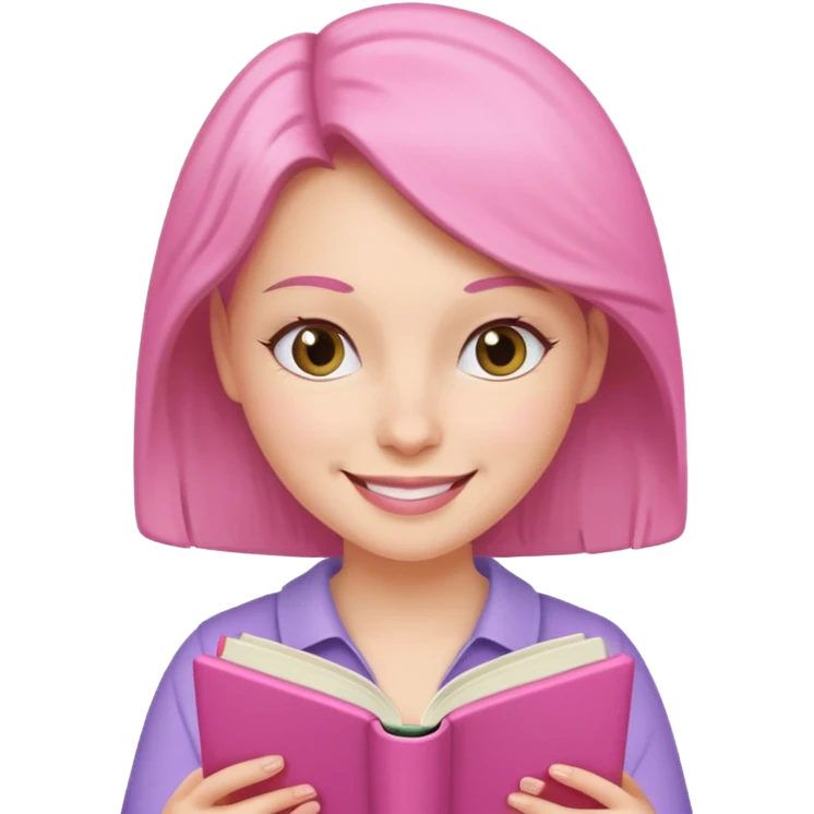 WOMEN reading a pink book emoji emoji