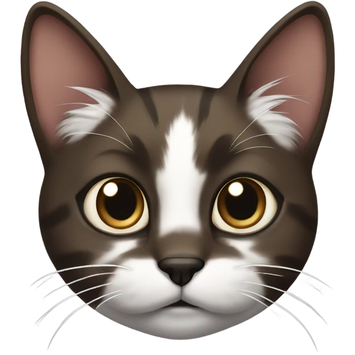 dark brown and white Cat with black spot near the nose emoji