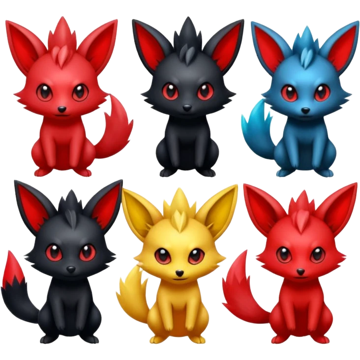  Shiny red punk Zorua-Umbreon-Salandit-Jolteon-fusion emoji