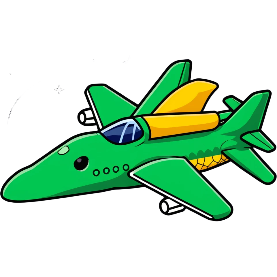 Crocodile bomber plane in space with stars emoji