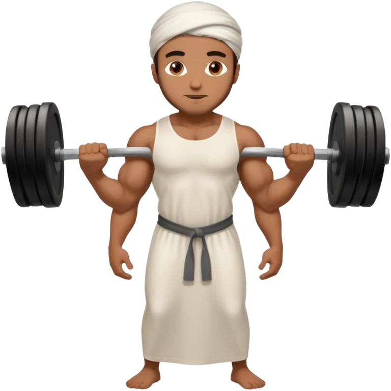 brown muslim man pushing weight wearing thobe  emoji