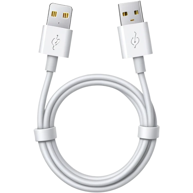 white Apple Lightning charging cable, coiled emoji
