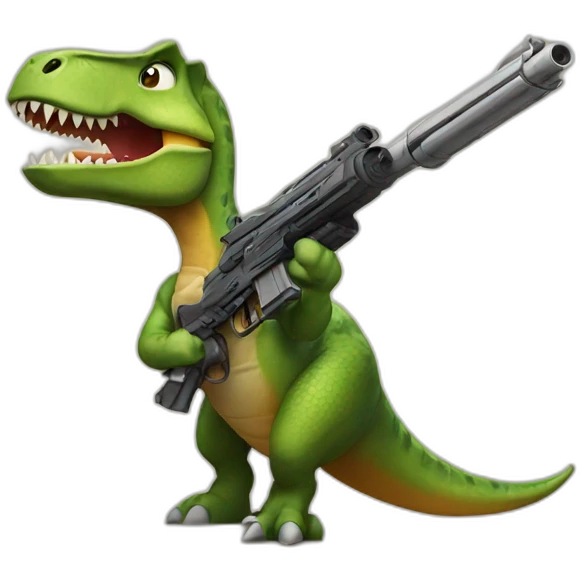 dinosaur with a gun emoji
