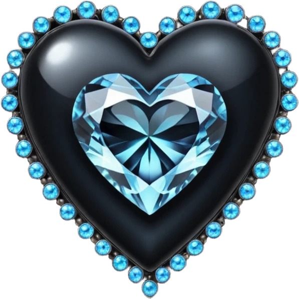 goth heart with a dark crystal brooch emoji