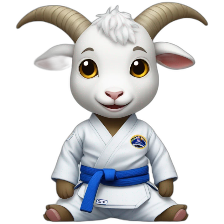 Goat fish hybrid wearing blue Jiu-Jitsu gi emoji