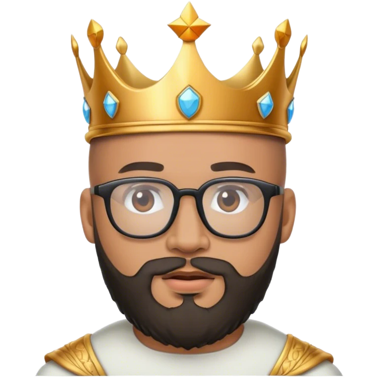 Bald lightskin king glasses beard crown emoji