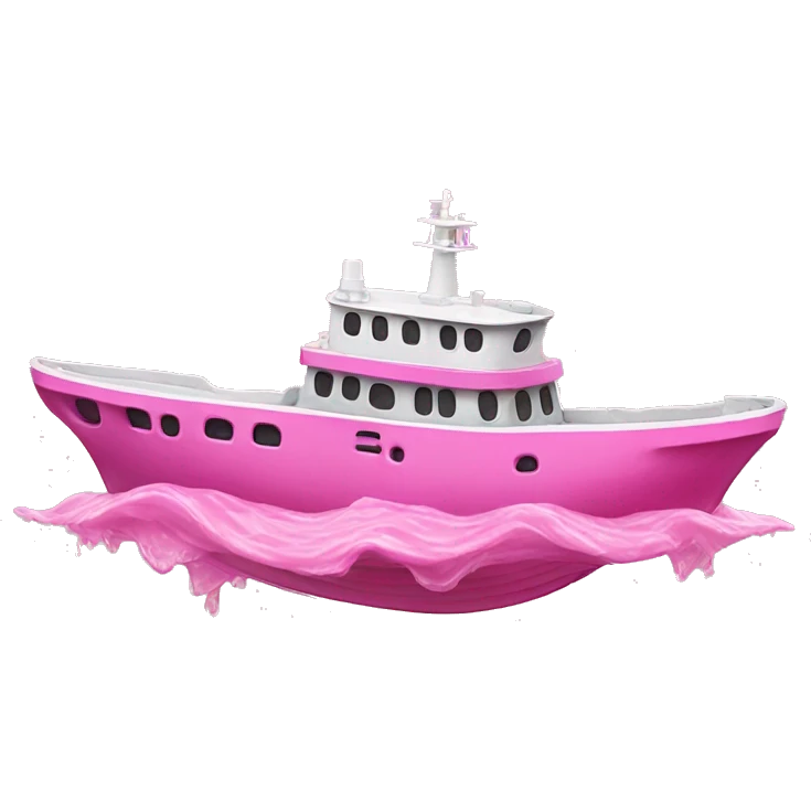 Realistic Pink Ship In water  emoji