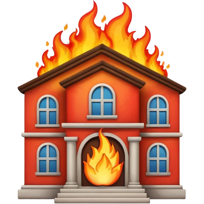 burning building with flames apple style emoji emoji