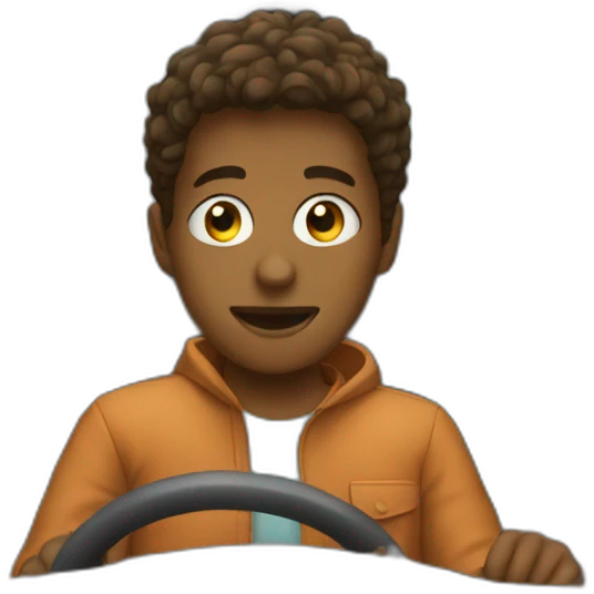 A boy driving car emoji