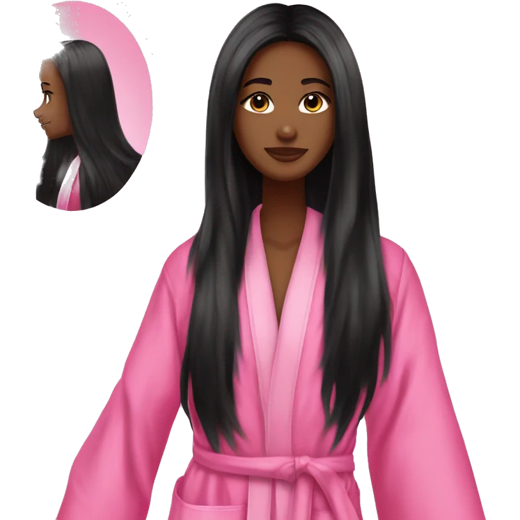 Long Black hair Pink victoria secret robe emoji