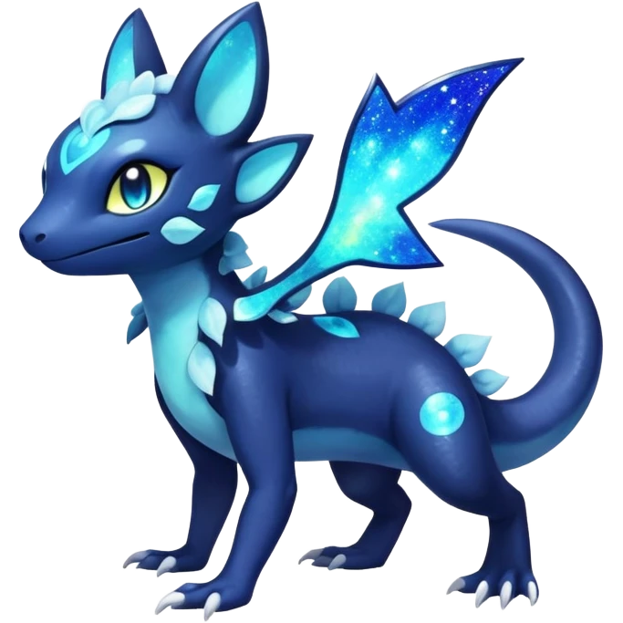 Colorful Iridescent Exotic Nebulae Salandit-Meowstic-Amaura-Fakémon-hybrid-creature (full body)  emoji