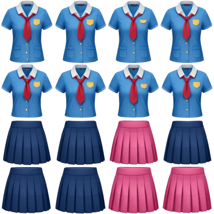 A set of women's school uniforms, no one appears emoji