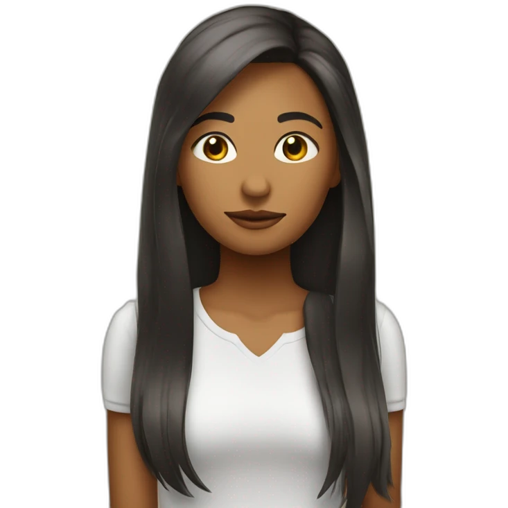 Chica pelo negro lacio largo y piel moreno claro saludando  emoji