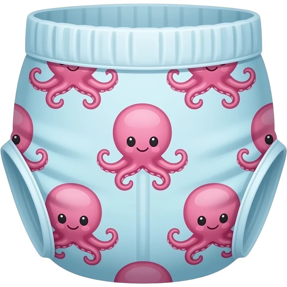 Pullup diaper with octopus pattern emoji