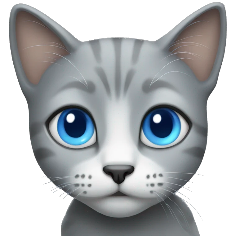 grey cat with blue eyes  emoji