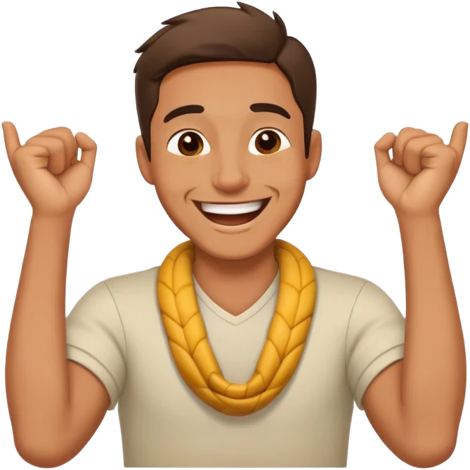 guy holding arms across neck laughing  emoji