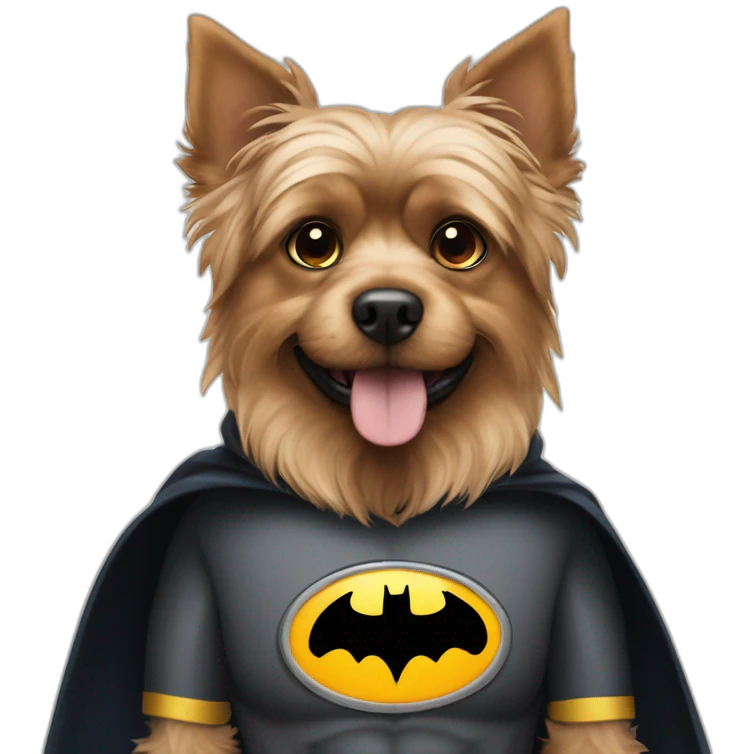 Dog male Yorkshire with Batman Costume emoji