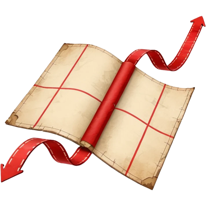 folded map with bold red route line. emoji